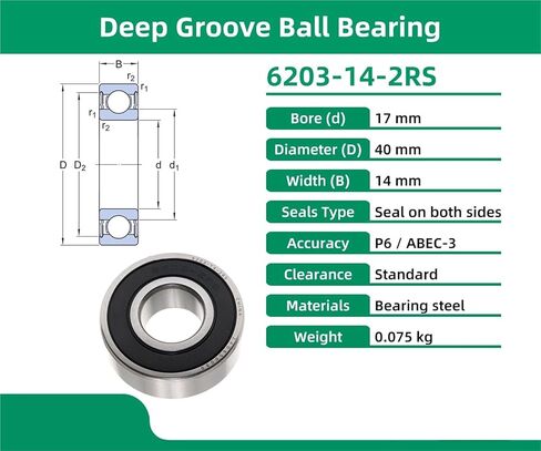 1pcs 6203-14RS 6203-14-2RS 17x40x14 Bearing in Kuwait