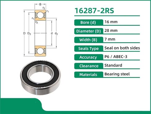 1 قطعة 16287-2RS 16287 16X28X7 6902-16-2RS دراجة محور تحمل محمية كرة أخدود عميقة محامل صف واحد in Kuwait