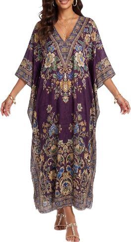 Ommiivex Womens Moo Moo Kaftan Dress Swimwear Coverup Loose Soft Cool for Beach Vaccation Resort in Kuwait