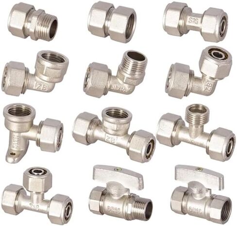 Straight Elbow Tee Cross 2 3 4 Wasy 12x16mm PEX 1/2" 3/4" BSPP Male Female Nickel Plated Brass Pipe Fitting Solar hoti(1216x3l4F Elbow) in Kuwait