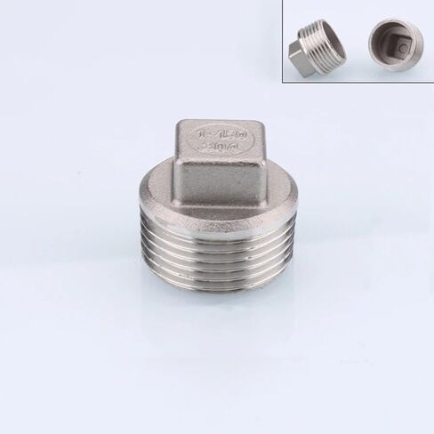 1pc 304 Stainless Steel Square Head 1/8" 1/4" 3/8" 1/2 3/4 1"- 2" Female/Male Thread Hexagon/Cap Tube Pipe Fittings(Tetragonal male,1-1/2") in Kuwait
