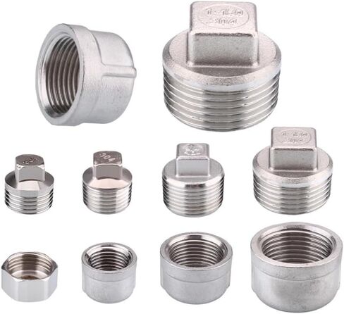 1pc 304 Stainless Steel Square Head 1/8" 1/4" 3/8" 1/2 3/4 1"- 2" Female/Male Thread Hexagon/Cap Tube Pipe Fittings(Tetragonal male,1-1/2") in Kuwait