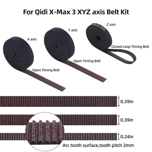 FYSETC Replacement of Timing Belt for Qidi X-Max3: X Y Z Axis Drive Belt Kit 2GT 2mm Teeth 6mm 10mm Width Strong Rubber Design for X Max3 3D Printer Parts in Saudi Arabia