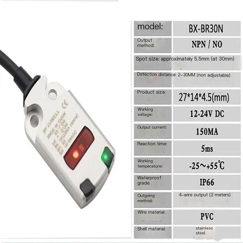 1pc BX-BR30N NPN Stainless Steel Body Photoelectric Sensor Sensor Stability Detection 2-30mm in Kuwait