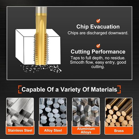 M12 x 1.5 Straight Flute Tap - M2 High Speed Steel Metric Right Hand Thread Tap Titanium Finish Screw Thread Milling Machine Taps Threading Tapping in Kuwait