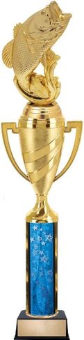 Crown Awards 15.3" Customized Fishing Trophies, Largemouth Bass Fish Trophy with Gold Cup in Saudi Arabia