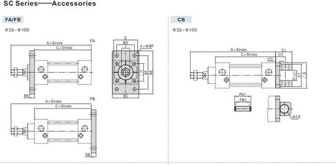 Standard Piston Pneumatic CylindeBore32/40/50/63-stroke25/50/75/100/125/150/175/200/250/300/350/400/450/1000 air Cylinder(Stroke 1000mm,Bore 32mm) in Kuwait