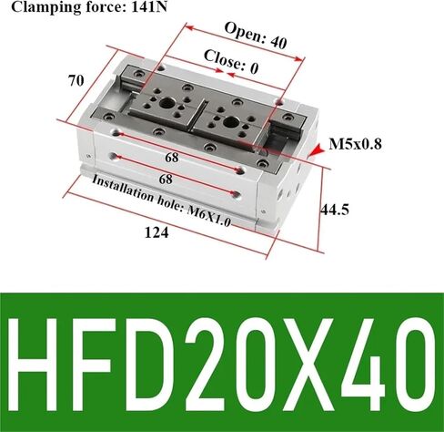 1 قطعة HFD8X8 اسطوانة الإصبع عمل مزدوج 8X15 30/12X10 25 50/16X30 60 دليل مخلب الهواء السكك الحديدية انزلاق الجدول لقط اسطوانات هوائية (HFD20X40) in Kuwait