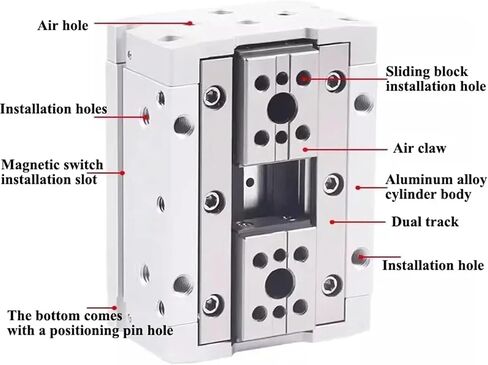 1 قطعة HFD8X8 اسطوانة الإصبع عمل مزدوج 8X15 30/12X10 25 50/16X30 60 دليل مخلب الهواء السكك الحديدية انزلاق الجدول لقط اسطوانات هوائية (HFD20X40) in Kuwait