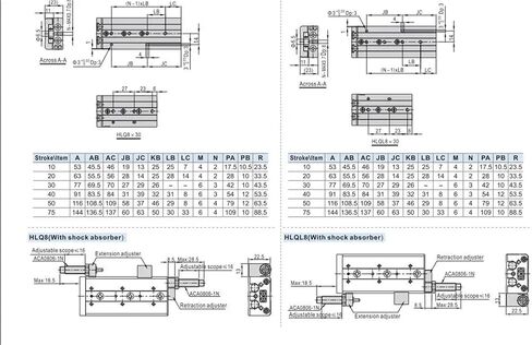 1 قطعة الهواء الشريحة الجدول اسطوانة هوائي اسطوانة HLQ6-10 HLQ 8-20 HLQ6-30A HLQ8-40AS HLQ8-50B HLQ8-30BS(HLQ8-40 1 قطعة ، كما) in Kuwait