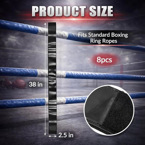 8 Pcs Boxing Ring Rope Spacers, PU Leather Two-Sided Ring Rope Separator Straps with Hook and Loop, Alignment Stabilizers for MMA Gym Training Equipment in Kuwait