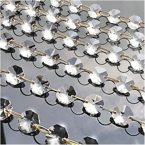 Hanging Crystals Prisms 1/10/50 Meters Garland Gold Hanging Crystal Bead Curtain Chains Party Hangings Crystals for Decoration(50m) in Saudi Arabia
