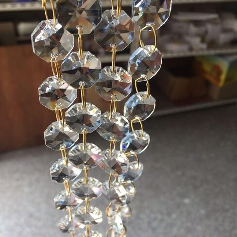 Hanging Crystals Prisms 1/10/50 Meters Garland Gold Hanging Crystal Bead Curtain Chains Party Hangings Crystals for Decoration(50m) in Saudi Arabia