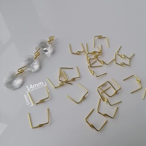 Hanging Crystals Prisms 600PCS Gold 14mm Twisted M Shaped Pin Connector Hook for Crystal Prisms Bead Chandelier Pendant Lamp Lighting Hanging Part Hangings Crystals for Decoration in Saudi Arabia