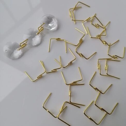 Hanging Crystals Prisms 600PCS Gold 14mm Twisted M Shaped Pin Connector Hook for Crystal Prisms Bead Chandelier Pendant Lamp Lighting Hanging Part Hangings Crystals for Decoration in Saudi Arabia
