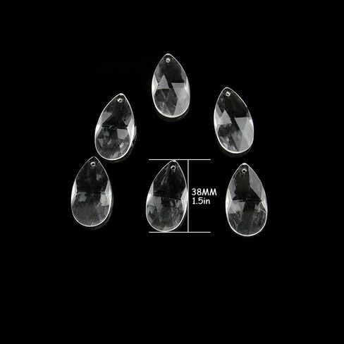 Hanging Crystals Prisms Crystal Plastic Teardrop Pendants 38mm 100pcs Faceted Prism Trimming Parts Hangings Crystals for Decoration in Saudi Arabia