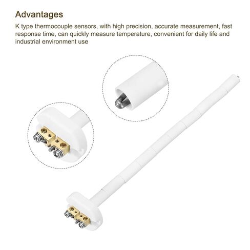 MECCANIXITY 10" K Type Ceramic Kiln Furnace Thermocouple Sensor Probe for Muffle Furnace Oven, with 3.3ft SV Fork Thermocouple Wire, High Temperature 1100°C 2.5x250mm in Saudi Arabia