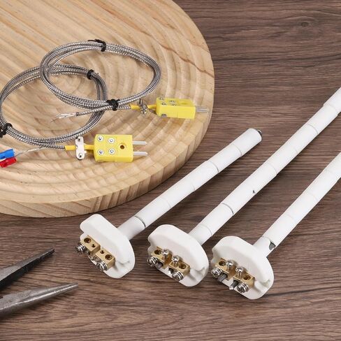 MECCANIXITY 10" K Type Ceramic Kiln Furnace Thermocouple Sensor Probe for Muffle Furnace Oven, with 3.3ft SV Fork Thermocouple Wire, High Temperature 1100°C 2.5x250mm in Saudi Arabia