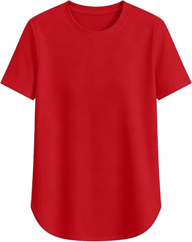 Womens Quick Dry Athletic T Shirt Short Sleeve Crew Neck Curved Hem Top Breathable Workout Running Yoga Shirts in Saudi Arabia