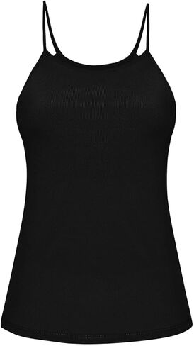 Womens Camisole with Built in Bra Ribbed Spaghetti Strap Padded Tank Tops Summer Casual Yoga Athletic Solid Undershirt in Saudi Arabia