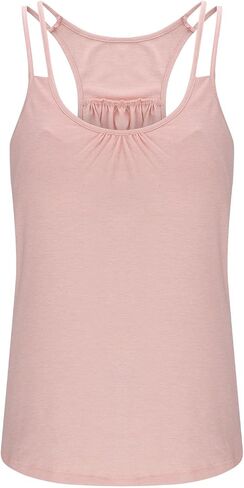 Womens Camisole with Shelf Bras Lightweight Padded Spaghetti Strap Tank Tops Casual Sleep Yoga Workout Sleeveless Tops in Saudi Arabia