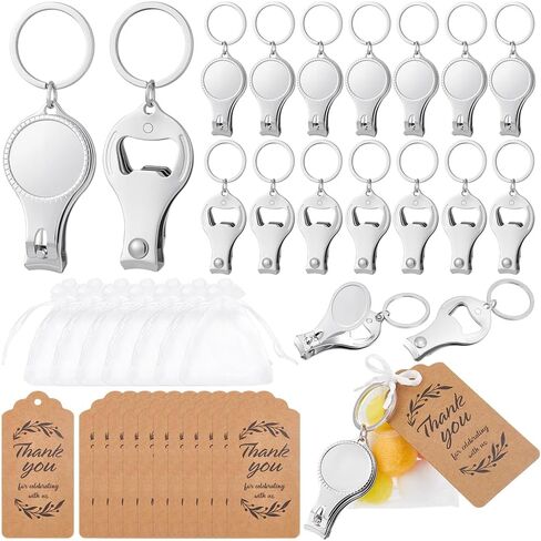 60 Set Stainless Steel Nail Clipper Keychains, 3 in 1 Nail Clippers Bottle Opener Keychain with 60Pcs Kraft Paper Gift Tags and Pearl Gauze Bags Wedding Gifts for Guests Party Favor Gift in Saudi Arabia