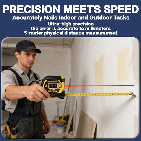 2026The Ruler 3-in-1 Measuring Tape, Tools Tape Measure, 3-in-1 Rangefinder with Led Display, 3 in 1 Digital Tape Measure with Cross Line, AutoLock, Measure Area, Volume, Pythagorean ﻿ in Kuwait