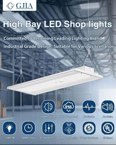 48 Pack 400W Linear High Bay LED Shop Lights with Motion Sensor,UL | 4FT Adjustable Wattage 400/320/240/100W, 120-277V 0-10V Dimmable 5000K, Commercial Grade for Warehouse Workshop in Saudi Arabia
