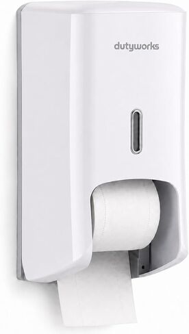 Dual Roll Toilet Paper Dispenser Wall Mount, No Drill Installation, Holds 2 Standard Rolls, Lockable Toilet Tissue Holder with Visible Window, Heavy Duty ABS, for Home & Commercial Use in Saudi Arabia