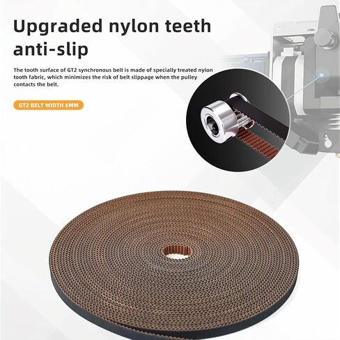 GT2 Timing Belt,GT2 Belt 6mm Width,Pitch 2mm,Upgrade Nylon Tooth Surface Non-Slip Version for 3D Printers,CNC.(10 Meters) in Saudi Arabia