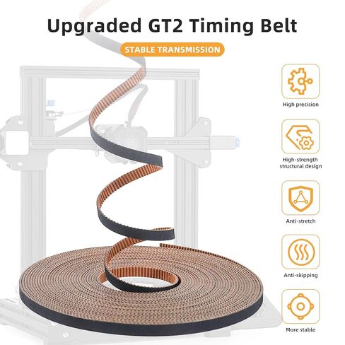 GT2 Timing Belt,GT2 Belt 6mm Width,Pitch 2mm,Upgrade Nylon Tooth Surface Non-Slip Version for 3D Printers,CNC.(10 Meters) in Saudi Arabia