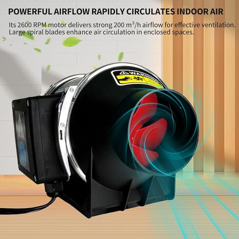 3 Inch Duct Fan, Inline Ventilation Exhaust Fan, 200 CFM Duct Intake High Efficiency Air Fan for Vent Bathroom, Kitchen, Grow Tent, Hydroponics, 3D Printer in Saudi Arabia