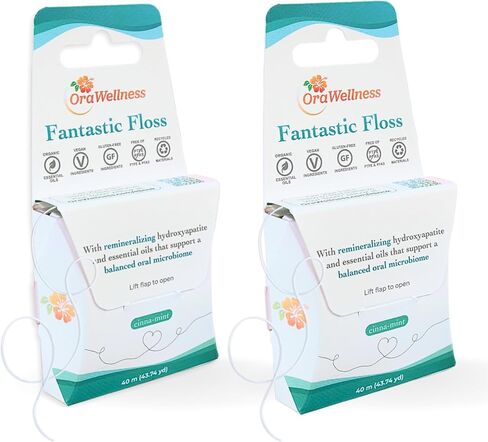 OraWellness Fantastic Floss, Hydroxyapatite Dental Floss for Tooth & Gum Repair, Waxed, Shred Resistant, Gentle & Expanding, Pack of 2 in Saudi Arabia