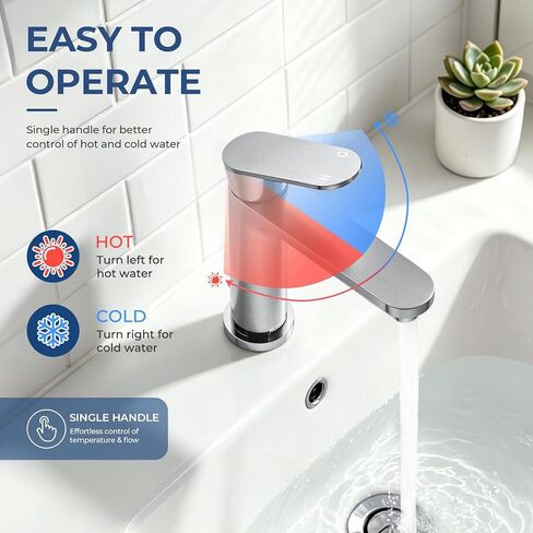 HURRAN Single Handle Bathroom Sink Faucet, Stainless Steel Bathroom Faucets for Single Hole, Modern Vanity Faucet Farmhouse Lavatory Tap with Pop Up Stopper & Flexible Supply Hoses (Brushed Nickel) in Saudi Arabia