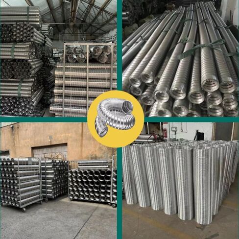 Aluminum Vent Hose Dryer Ventilation Ducting 6in 7in 8in Duct Hosing Flexible Air Ducting Fume Hose for Restaurants/Factories/Tunnel(L 2m(6ft),Dia 150mm(6")) in Saudi Arabia