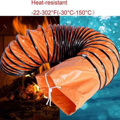 Flexible PVC Ducting Hose 8-36 Inch with Adjustable Steel Support for Exhaust Fans and Blowers(L10mxID150mm) in Saudi Arabia
