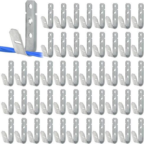 50 Pcs Cable Support j-Hook, 3/4 Inch Cable Hooks for Hanging, Wall Mount Galvanized j Hooks for Cable and Wire Management in Kuwait