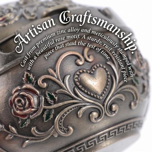 Vintage Windproof Ashtray with Lid, Fancy Portable Desktop Ashtrays Antique Cigarette Ashtray Decorative Cigar Ashtray - Hand Stamped Rose Pattern - Office Housewarming Gift Man Women in Kuwait