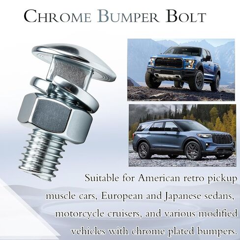 8 Pack 7/16-14x1-1/4 Round Head Carriage Bolts Chrome Plated Bumper Mounting Hardware Kit Compatible with Ford Trucks & Cars in Kuwait