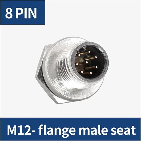 M12 4/5/8/12Pin Flange Seat Aviation Plug Sensor Connector - Waterproof Male & Female Screw Threaded Coupling(M12-male 8pin,5 PCS) in Saudi Arabia