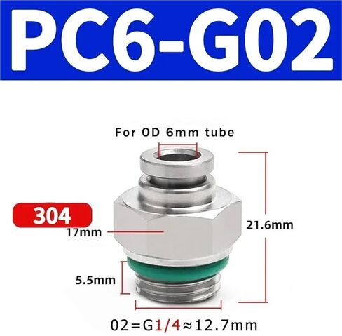 10PCS 304 Stainless Steel Tracheal Quick Coupling Plug Pneumatic G Thread Straight-Through PC-G Connector(Pc4-g02,10 PCS) in Saudi Arabia