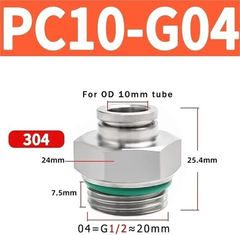 10PCS 304 Stainless Steel Tracheal Quick Coupling Plug Pneumatic G Thread Straight-Through PC-G Connector(Pc4-g02,10 PCS) in Saudi Arabia