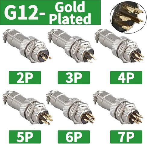 5/20/100Set Gold Plated GX12 GX16 GX20 2/3/4/5/6/7/8/9/10/12 Pin Male Female Butting Wire Cable Circular Aviation Plug Connector(Gx12 Nut Gold Plated,5 SETS-5P) in Saudi Arabia