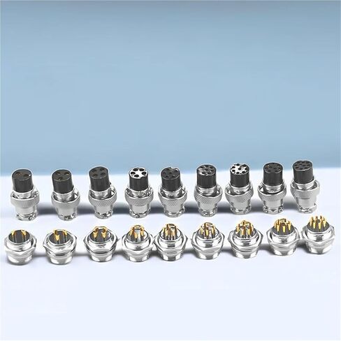 5/20/100Set Gold Plated GX12 GX16 GX20 2/3/4/5/6/7/8/9/10/12 Pin Male Female Butting Wire Cable Circular Aviation Plug Connector(Gx12 Nut Gold Plated,5 SETS-5P) in Saudi Arabia