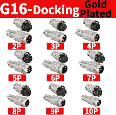 5/20/100Set Gold Plated GX12 GX16 GX20 2/3/4/5/6/7/8/9/10/12 Pin Male Female Butting Wire Cable Circular Aviation Plug Connector(Gx12 Nut Gold Plated,5 SETS-5P) in Saudi Arabia