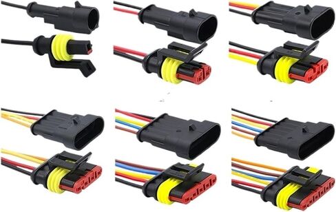 5/20/100Sets AMP Automobile Electric Connector Waterproof Plug 1-6PIN Terminal HID Conversion MaleFemale Socket with Wire 15CM(1p Male 282103-1,100 Sets) in Saudi Arabia