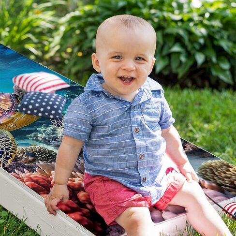 Lone Star Art Cornhole أغطية وشارات للوحات مجموعة من 2 جلود الفينيل يغطي ملصق - السلاحف البحرية في المحيط تحت البحر عالم الشاطئ صائق Cornhole لألواح يغطي ملصق Cornhole الفينيل يلتف in Kuwait