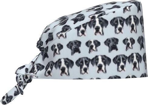 قبعات فرك مطبوعة بطبعة Great Dane للنساء والرجال، قبعات ممرضة جراحية قبعات فرك للنساء والرجال، قبعة عمل قابلة للتعديل مع عصابة رأس سوداء in Kuwait