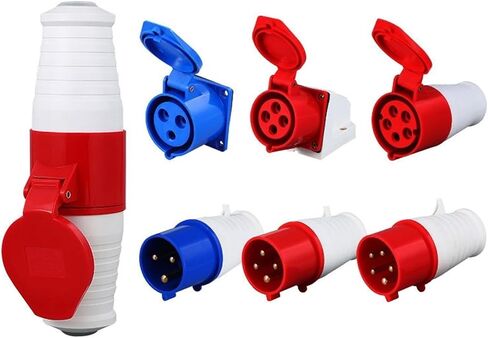 Industrial Plug and Socket 5pin 3core 3P/4P/5P Electrical Connector 16A 32A IP44 Wall Mounted 220V 380V 415V(Panel Mounted Socked,16A-4P) in Saudi Arabia