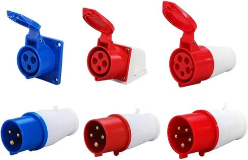 5/10 PCS Industrial Plug 3P/4P/5P Electrical Connector 16A/32A/63A/125A IP44/IP67 Wall Mounted Socket Panle(16A Connector,5 PCS-3P) in Saudi Arabia